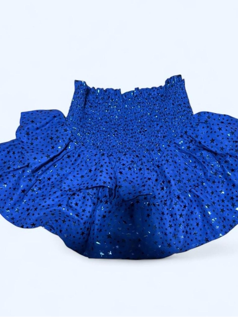 Queen Of Sparkle blue star print mini skirt with‎ ruffles and shorts